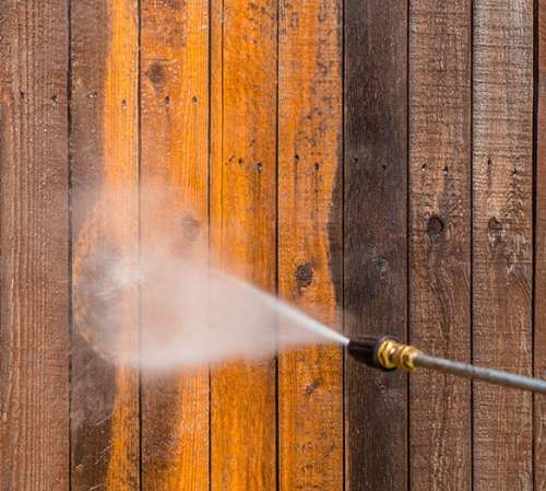 Pressure wash fence