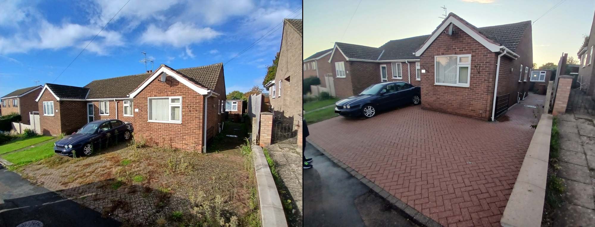 Before and after driveway clean