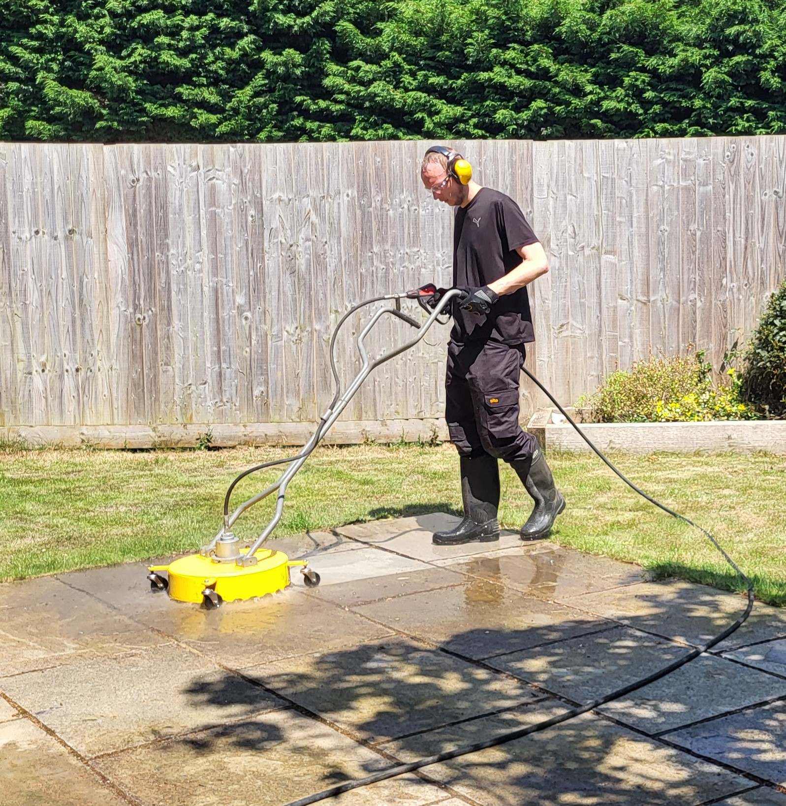 Patio cleaning with whirlaway